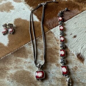 Brighton Red and Silver Necklace Set